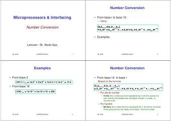 Microprocessors &amp; Interfacing   From base r to base 10   Using  (a  a  ...a  a  .  a