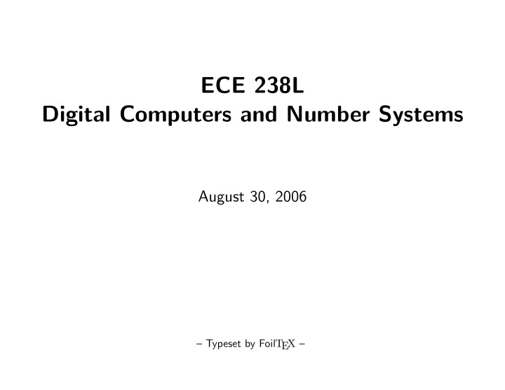 ece 238l digital computers and number systems