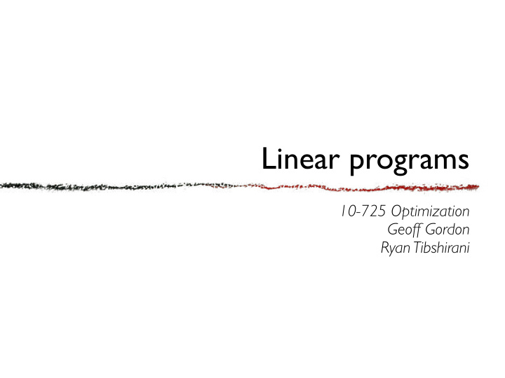 linear programs