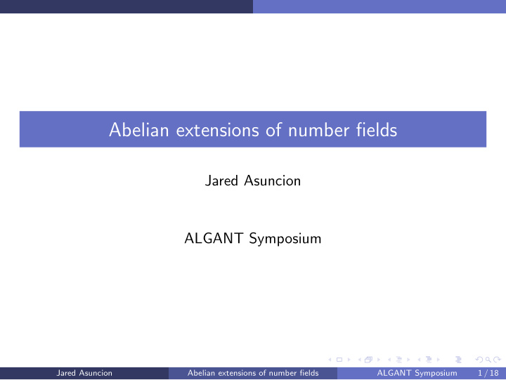 abelian extensions of number fields