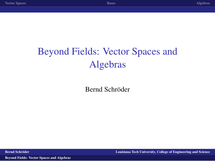 beyond fields vector spaces and algebras