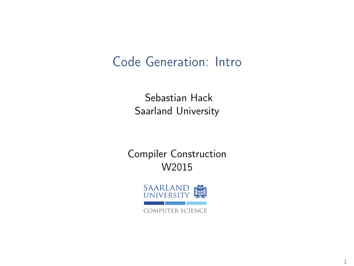 code generation intro