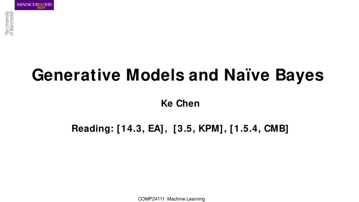 generative models and na ve bayes