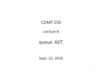 queue  ADT  Sept. 23, 2016  1  Queue  dequeue  (remove from  enqueue  front)  (add at back)  Queues