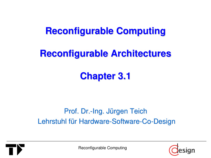 reconfigurable computing computing reconfigurable