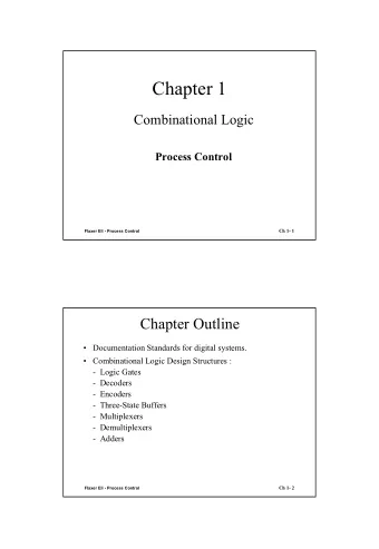 Chapter 1  Combinational Logic  Process Control  Ch 1- 1  Flaxer Eli - Process Control  Chapter