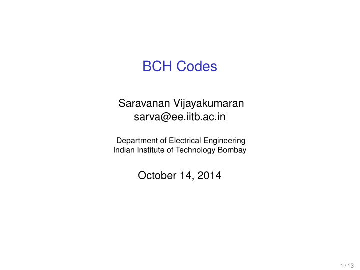 bch codes