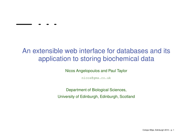 an extensible web interface for databases and its