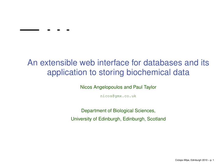 an extensible web interface for databases and its
