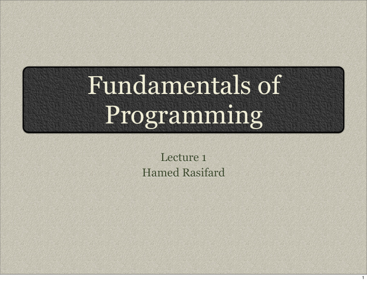 fundamentals of programming