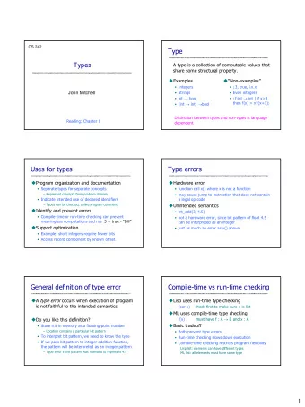 Type  Types  A type is a collection of computable values that  share some structural property.