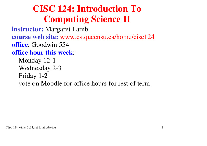 cisc 124 introduction to computing science ii