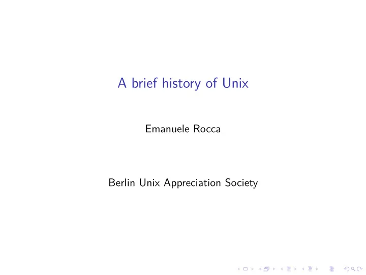 a brief history of unix
