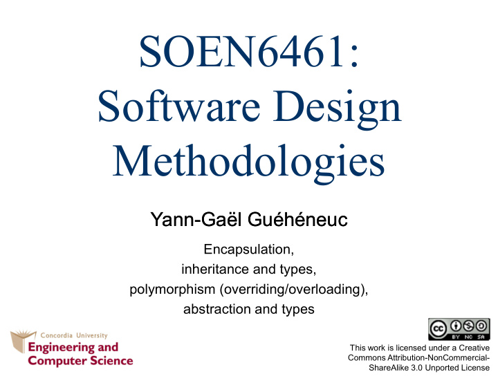 soen6461 software design methodologies