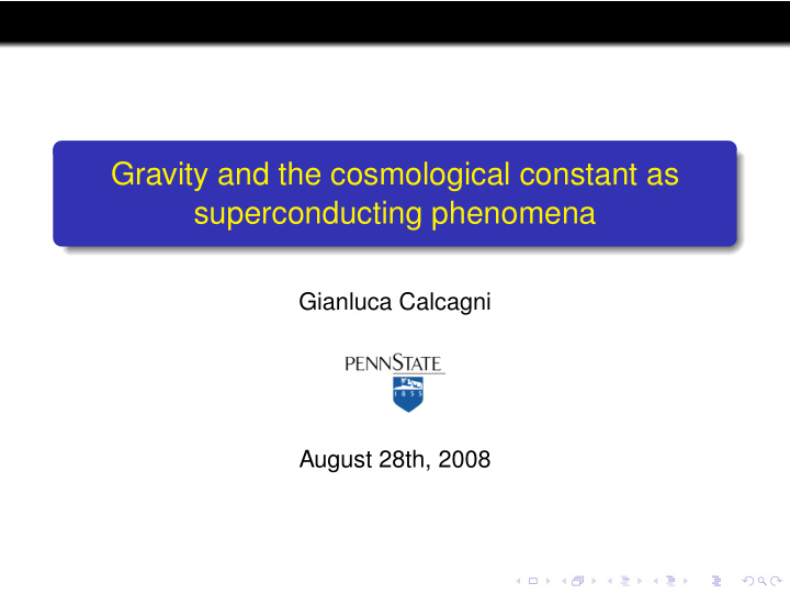 gravity and the cosmological constant as superconducting