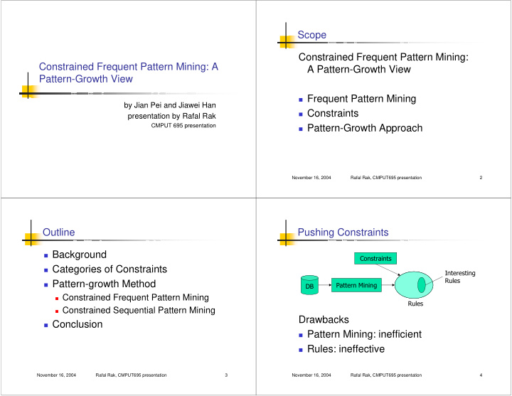 scope constrained frequent pattern mining constrained