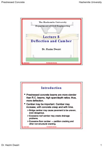 Prestressed Concrete  Hashemite University  Parabola  2  5  PeL   =  48  EI  e  L  2  1  PeL