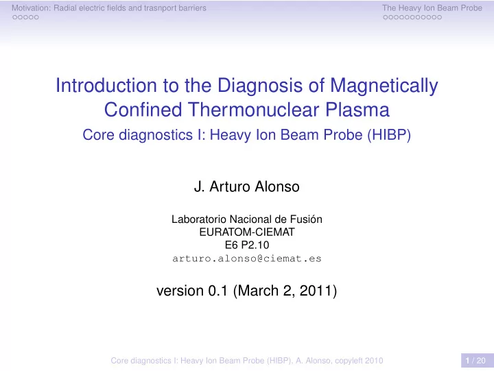 introduction to the diagnosis of magnetically confined