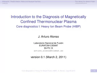 Introduction to the Diagnosis of Magnetically  Confined Thermonuclear Plasma  Core diagnostics I: