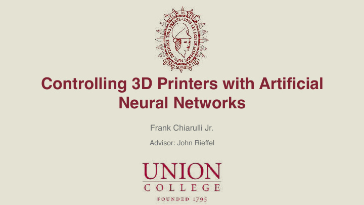 controlling 3d printers with artificial neural networks