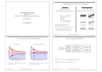 recap: Approximation Versus Generalization  VC Analysis  Bias-Variance Analysis E out  E in +