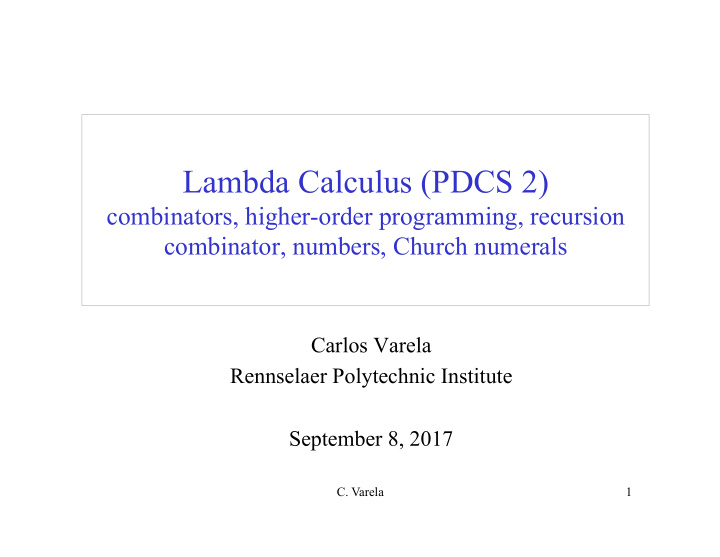 combinator numbers church numerals