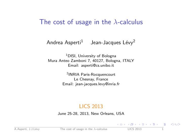 the cost of usage in the calculus
