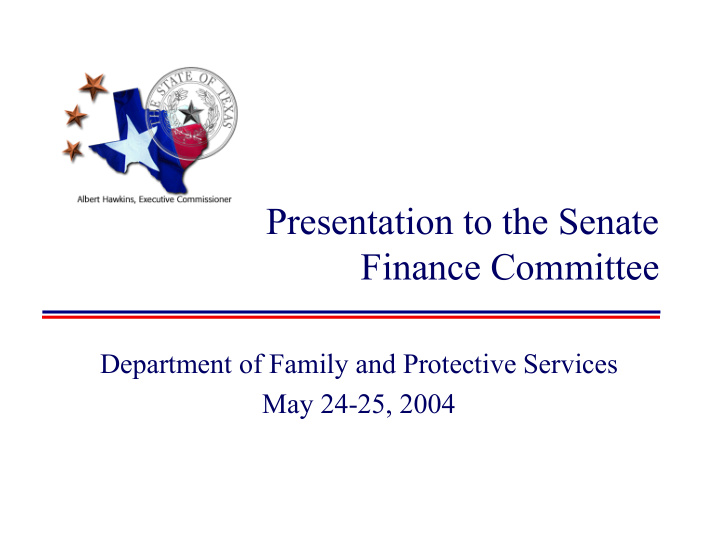 presentation to the senate finance committee