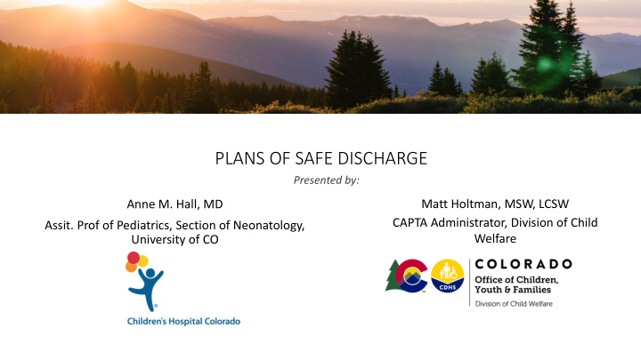 plans of safe discharge
