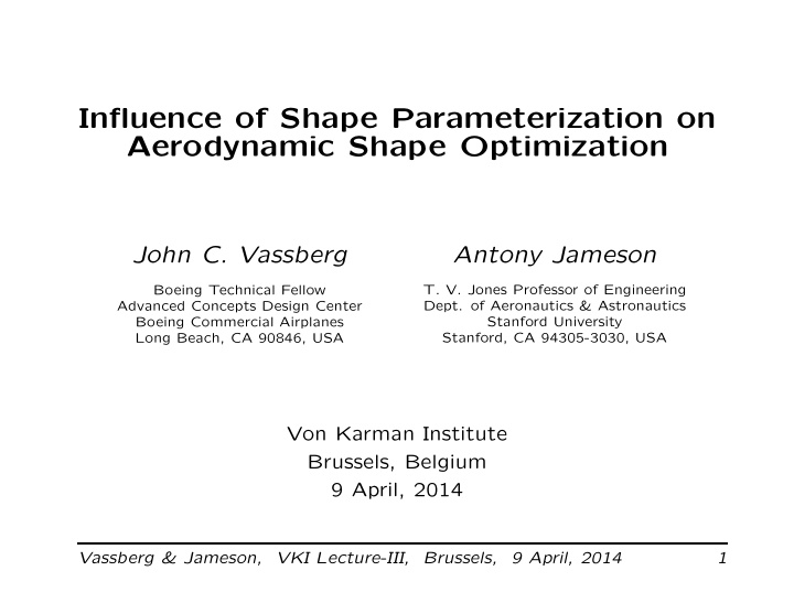 influence of shape parameterization on aerodynamic shape