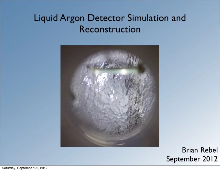 liquid argon detector simulation and reconstruction