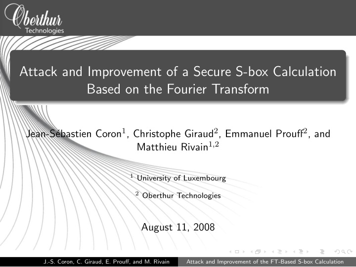 attack and improvement of a secure s box calculation