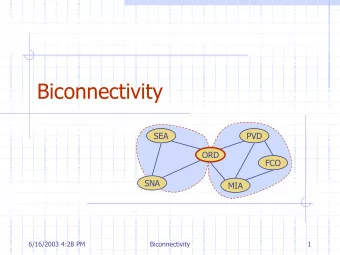 Biconnectivity  SEA  PVD  ORD  FCO  SNA  MIA  6/16/2003 4:28 PM  Biconnectivity  1  Outline and