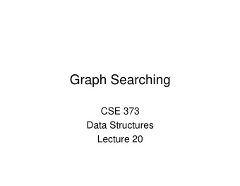 Graph Searching  CSE 373  Data Structures  Lecture 20  Readings   Reading   Sections 9.5 and