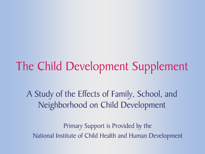 the child development supplement