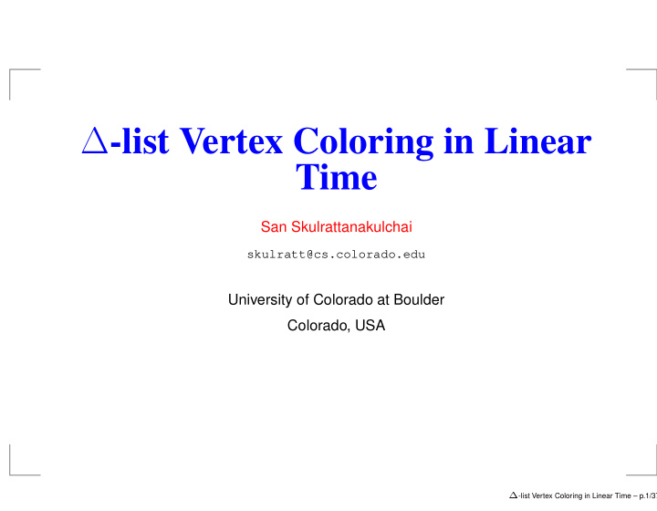 list vertex coloring in linear time