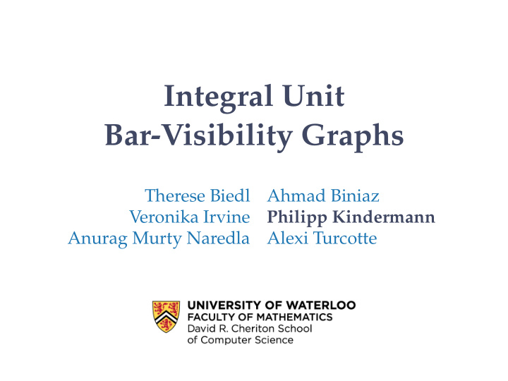 integral unit bar visibility graphs