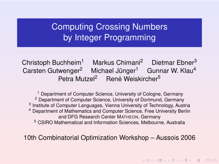 computing crossing numbers by integer programming