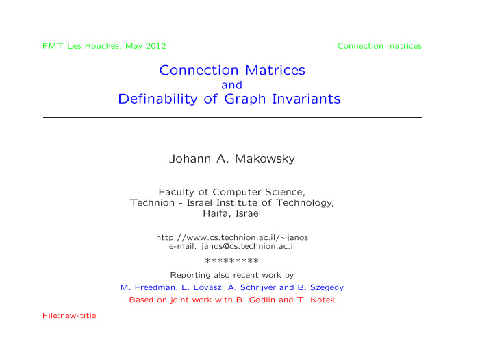 connection matrices