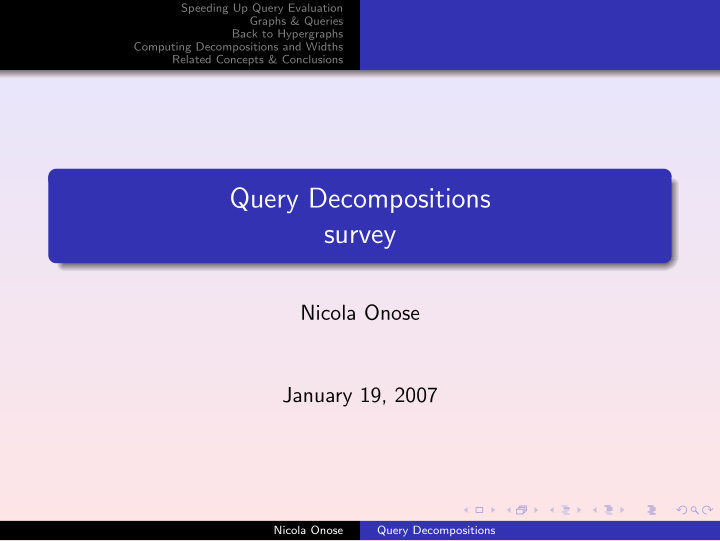 query decompositions survey