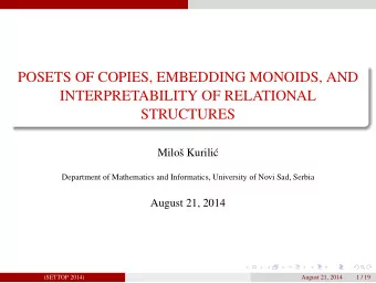POSETS OF COPIES, EMBEDDING MONOIDS, AND  INTERPRETABILITY OF RELATIONAL  STRUCTURES  Milo  s