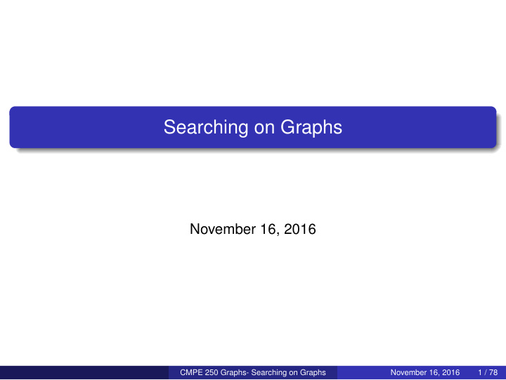 searching on graphs