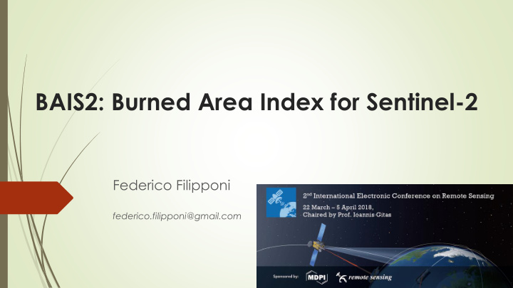 bais2 burned area index for sentinel 2