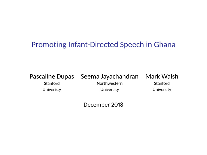 promoting infant directed speech in ghana