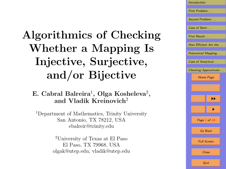 algorithmics of checking