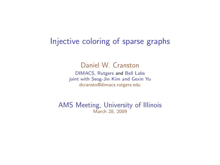 injective coloring of sparse graphs