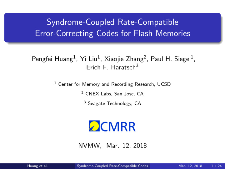 syndrome coupled rate compatible error correcting codes