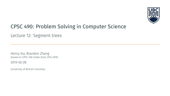 cpsc 490 problem solving in computer science