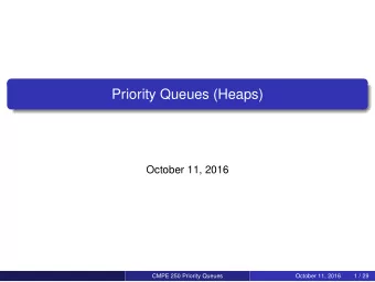Priority Queues (Heaps)  October 11, 2016  CMPE 250 Priority Queues  October 11, 2016  1 / 29