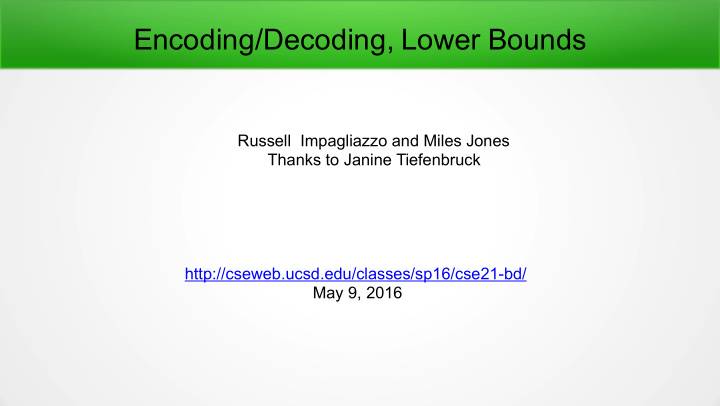 encoding decoding lower bounds